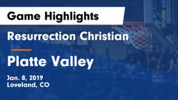Resurrection Christian  vs Platte Valley  Game Highlights - Jan. 8, 2019