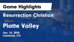Resurrection Christian  vs Platte Valley Game Highlights - Jan. 14, 2020