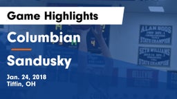 Columbian  vs Sandusky  Game Highlights - Jan. 24, 2018