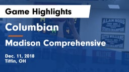 Columbian  vs Madison Comprehensive  Game Highlights - Dec. 11, 2018