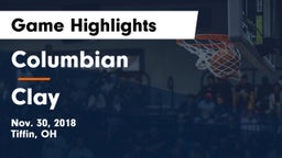 Columbian  vs Clay Game Highlights - Nov. 30, 2018