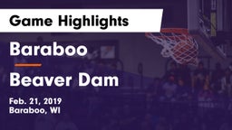Baraboo  vs Beaver Dam  Game Highlights - Feb. 21, 2019
