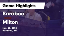 Baraboo  vs Milton  Game Highlights - Jan. 20, 2024