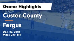 Custer County  vs Fergus  Game Highlights - Dec. 20, 2018