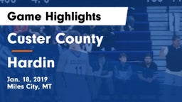 Custer County  vs Hardin  Game Highlights - Jan. 18, 2019