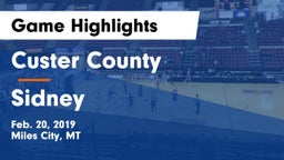 Custer County  vs Sidney  Game Highlights - Feb. 20, 2019