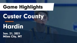 Custer County  vs Hardin  Game Highlights - Jan. 21, 2021