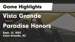 Vista Grande  vs Paradise Honors  Game Highlights - Sept. 13, 2023