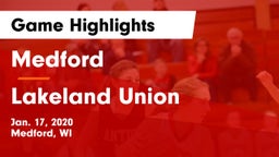 Medford  vs Lakeland Union  Game Highlights - Jan. 17, 2020
