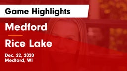 Medford  vs Rice Lake  Game Highlights - Dec. 22, 2020