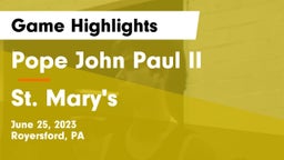 Pope John Paul II vs St. Mary's  Game Highlights - June 25, 2023