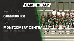 Recap: Greenbrier  vs. Montgomery Central  2016