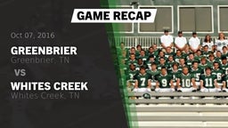 Recap: Greenbrier  vs. Whites Creek  2016