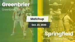 Matchup: Greenbrier High Scho vs. Springfield  2020
