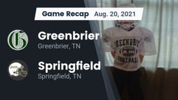 Recap: Greenbrier  vs. Springfield  2021