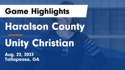 Haralson County  vs Unity Christian Game Highlights - Aug. 22, 2023