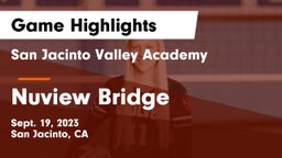 San Jacinto Valley Academy  vs Nuview Bridge  Game Highlights - Sept. 19, 2023