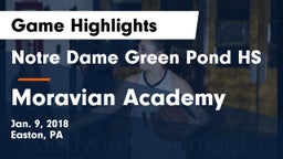 Notre Dame Green Pond HS vs Moravian Academy  Game Highlights - Jan. 9, 2018