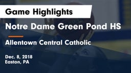 Notre Dame Green Pond HS vs Allentown Central Catholic  Game Highlights - Dec. 8, 2018