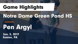Notre Dame Green Pond HS vs Pen Argyl  Game Highlights - Jan. 5, 2019