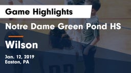 Notre Dame Green Pond HS vs Wilson  Game Highlights - Jan. 12, 2019