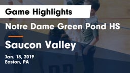 Notre Dame Green Pond HS vs Saucon Valley  Game Highlights - Jan. 18, 2019