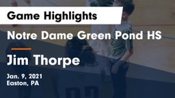 Notre Dame Green Pond HS vs Jim Thorpe  Game Highlights - Jan. 9, 2021