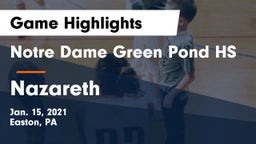 Notre Dame Green Pond HS vs Nazareth  Game Highlights - Jan. 15, 2021