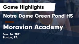 Notre Dame Green Pond HS vs Moravian Academy  Game Highlights - Jan. 16, 2021