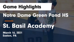 Notre Dame Green Pond HS vs St. Basil Academy  Game Highlights - March 16, 2021