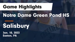 Notre Dame Green Pond HS vs Salisbury  Game Highlights - Jan. 10, 2022