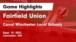 Fairfield Union  vs Canal Winchester Local Schools Game Highlights - Sept. 19, 2022