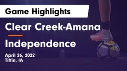 Clear Creek-Amana vs Independence  Game Highlights - April 26, 2022