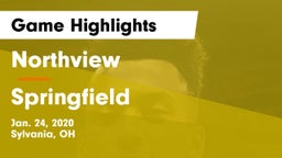 Northview  vs Springfield  Game Highlights - Jan. 24, 2020