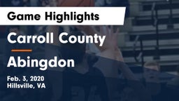 Carroll County  vs Abingdon  Game Highlights - Feb. 3, 2020