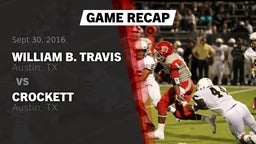Recap: William B. Travis  vs. Crockett  2016
