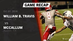 Recap: William B. Travis  vs. McCallum  2016