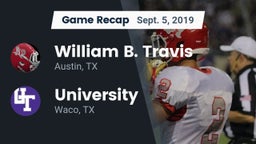 Recap: William B. Travis  vs. University  2019