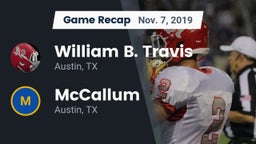 Recap: William B. Travis  vs. McCallum  2019