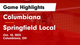 Columbiana  vs Springfield Local  Game Highlights - Oct. 10, 2023