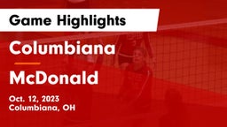 Columbiana  vs McDonald  Game Highlights - Oct. 12, 2023