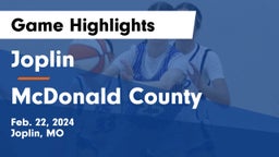 Joplin  vs McDonald County  Game Highlights - Feb. 22, 2024