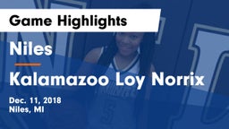 Niles  vs Kalamazoo Loy Norrix Game Highlights - Dec. 11, 2018