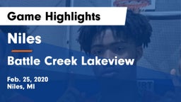 Niles  vs Battle Creek Lakeview  Game Highlights - Feb. 25, 2020