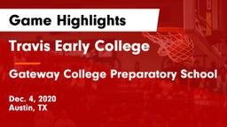 Travis Early College  vs Gateway College Preparatory School Game Highlights - Dec. 4, 2020