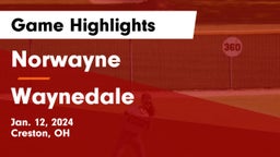 Norwayne  vs Waynedale  Game Highlights - Jan. 12, 2024