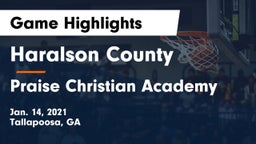 Haralson County  vs Praise Christian Academy  Game Highlights - Jan. 14, 2021