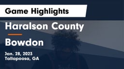 Haralson County  vs Bowdon  Game Highlights - Jan. 28, 2023