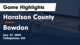 Haralson County  vs Bowdon  Game Highlights - Jan. 27, 2024