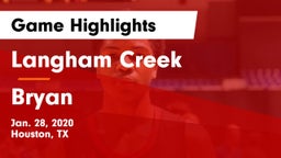 Langham Creek  vs Bryan  Game Highlights - Jan. 28, 2020